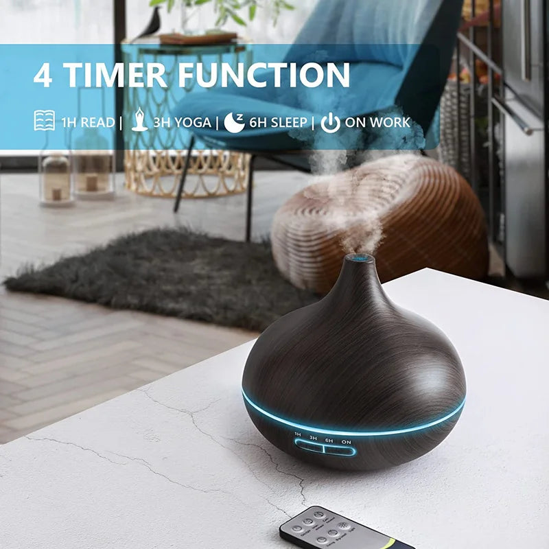 550ML Wood Grain USB Aroma Diffuser