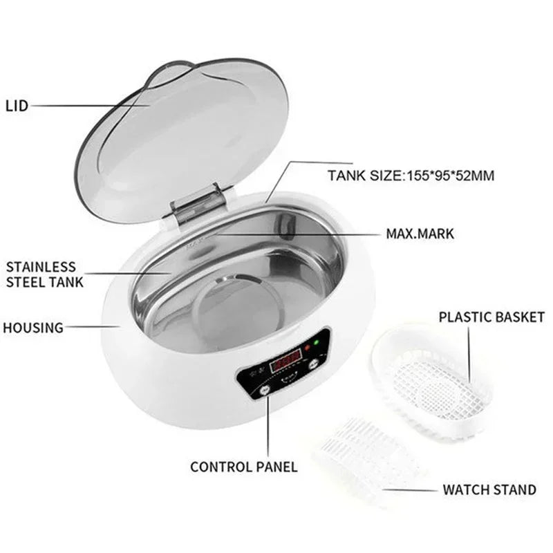 600ML Ultrasonic Glasses and Jewelry Cleaner