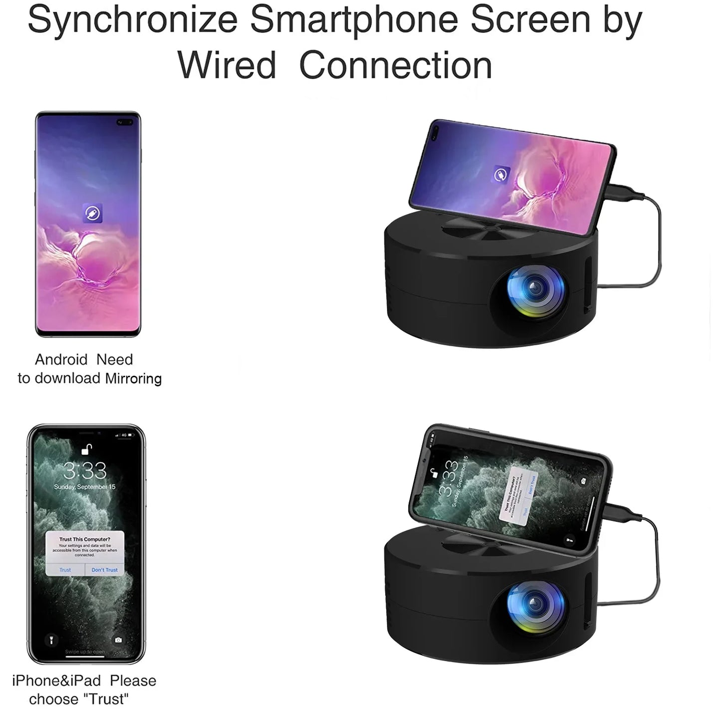 Portable Mini HD Wireless Projector for iOS & Android
