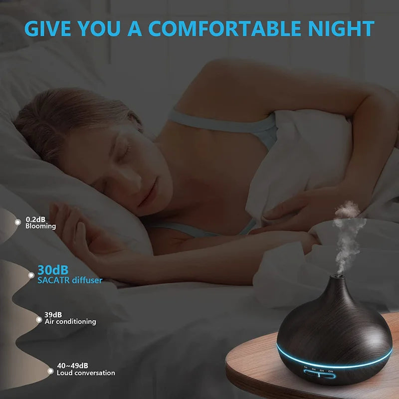 550ML Wood Grain USB Aroma Diffuser