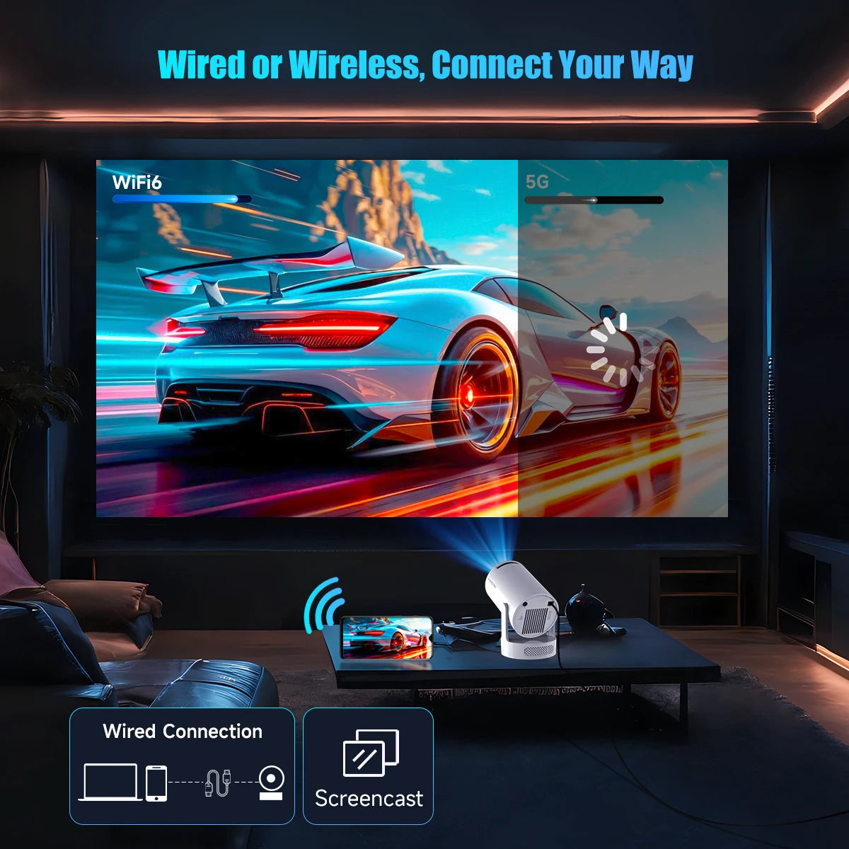 Magcubic HY300 Pro+ 4K WiFi 6 Android 11 Portable Projector
