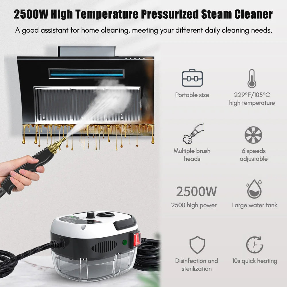 1500W Handheld Steam Cleaner with 6-Speed Control