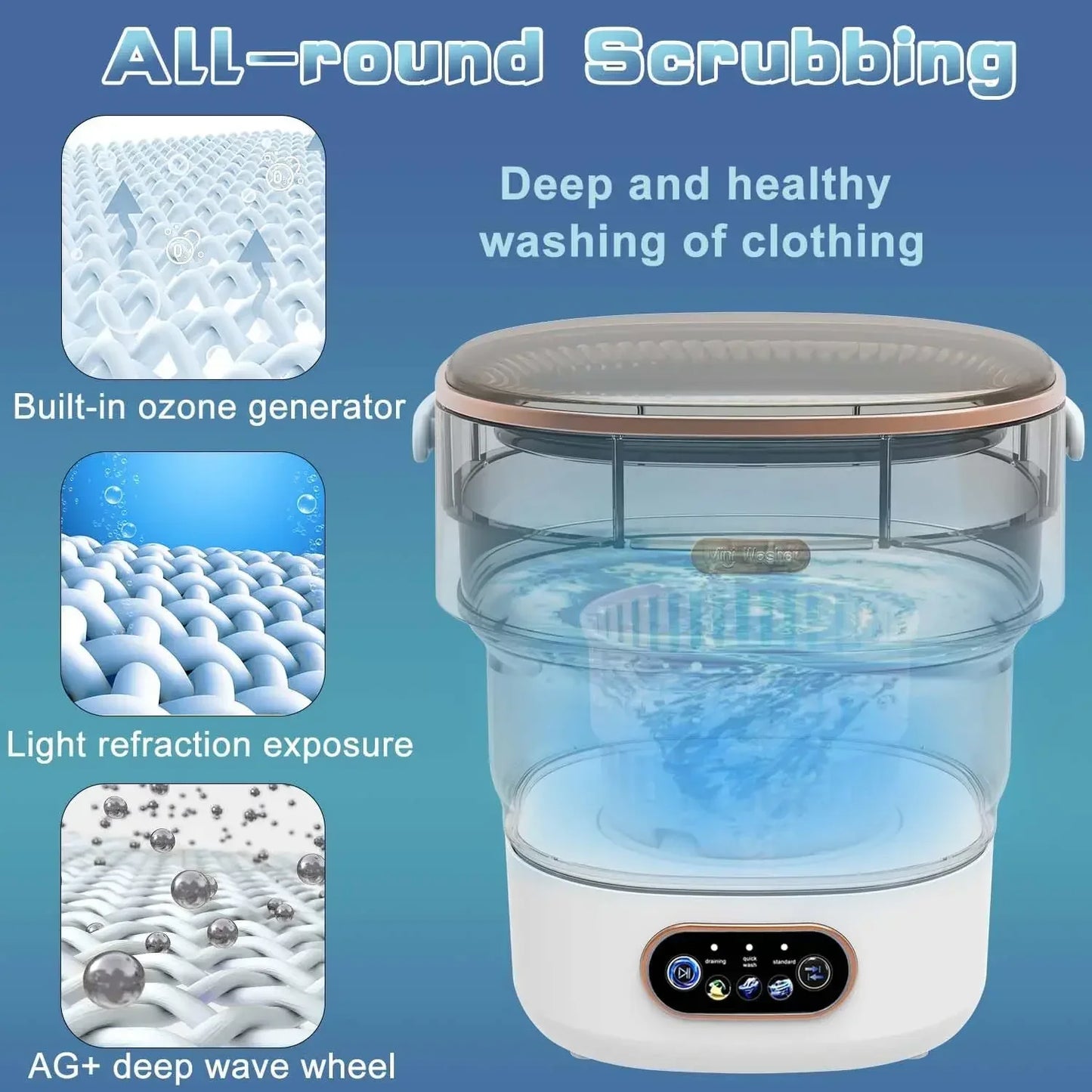 15L Portable Collapsible Washing & Spin Dryer Machine