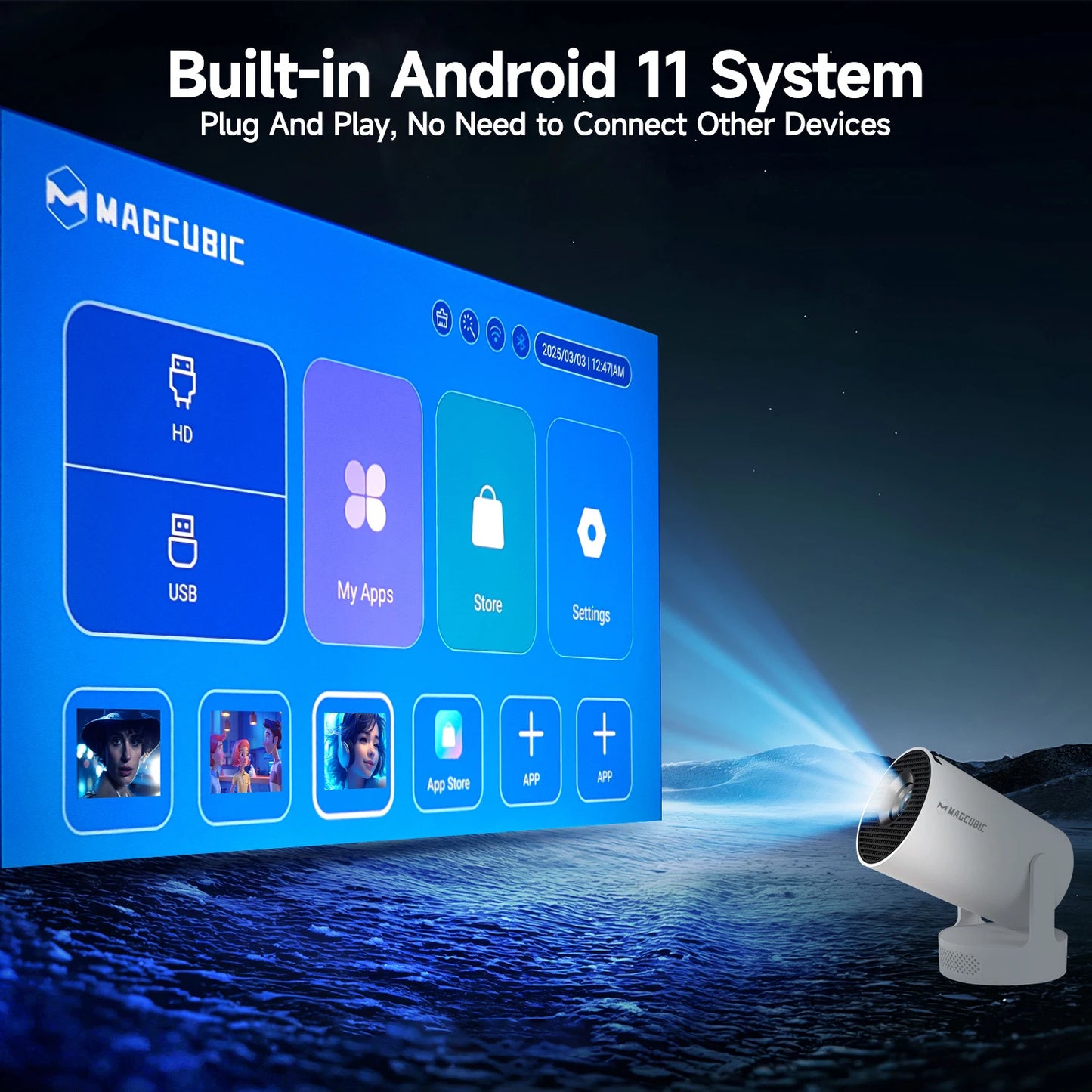 Magcubic HY300 Pro+ 4K WiFi 6 Android 11 Portable Projector