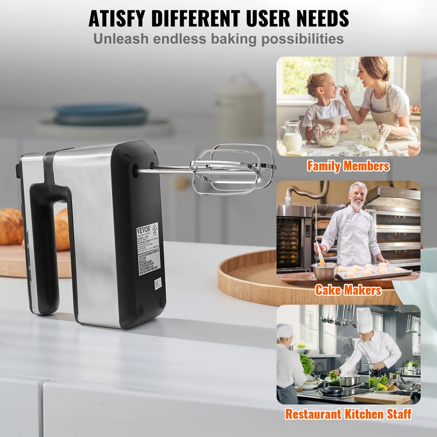 Electric Handheld Mixer for Baking & Whipping