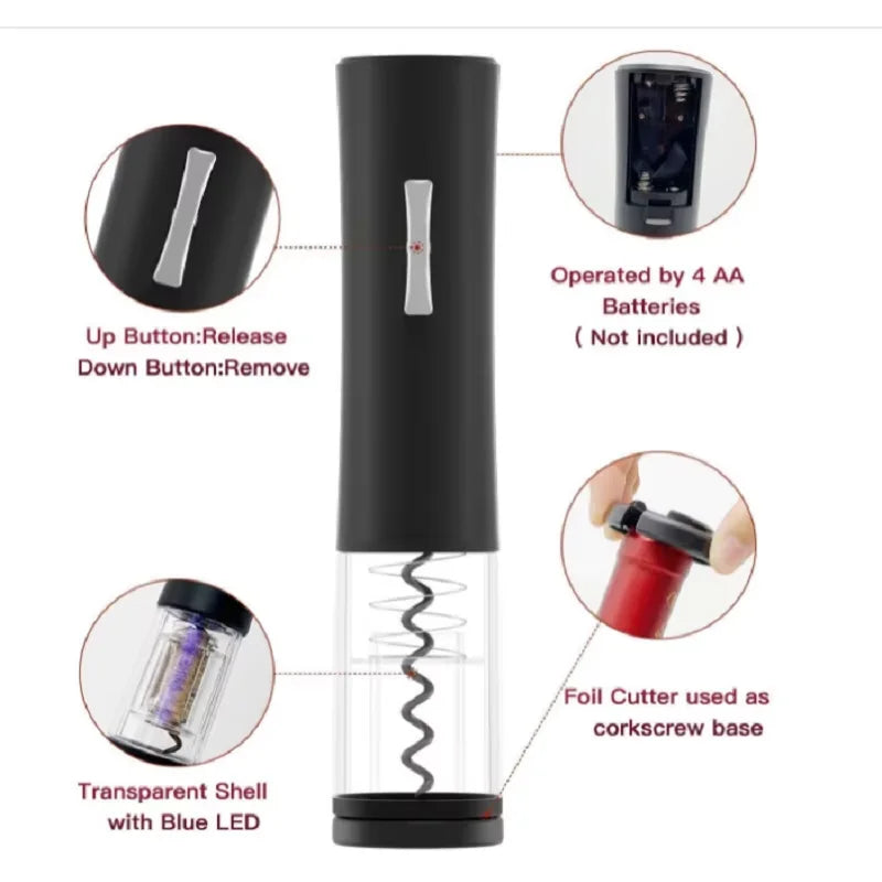 Electric Automatic Wine Bottle Opener with Foil Cutter