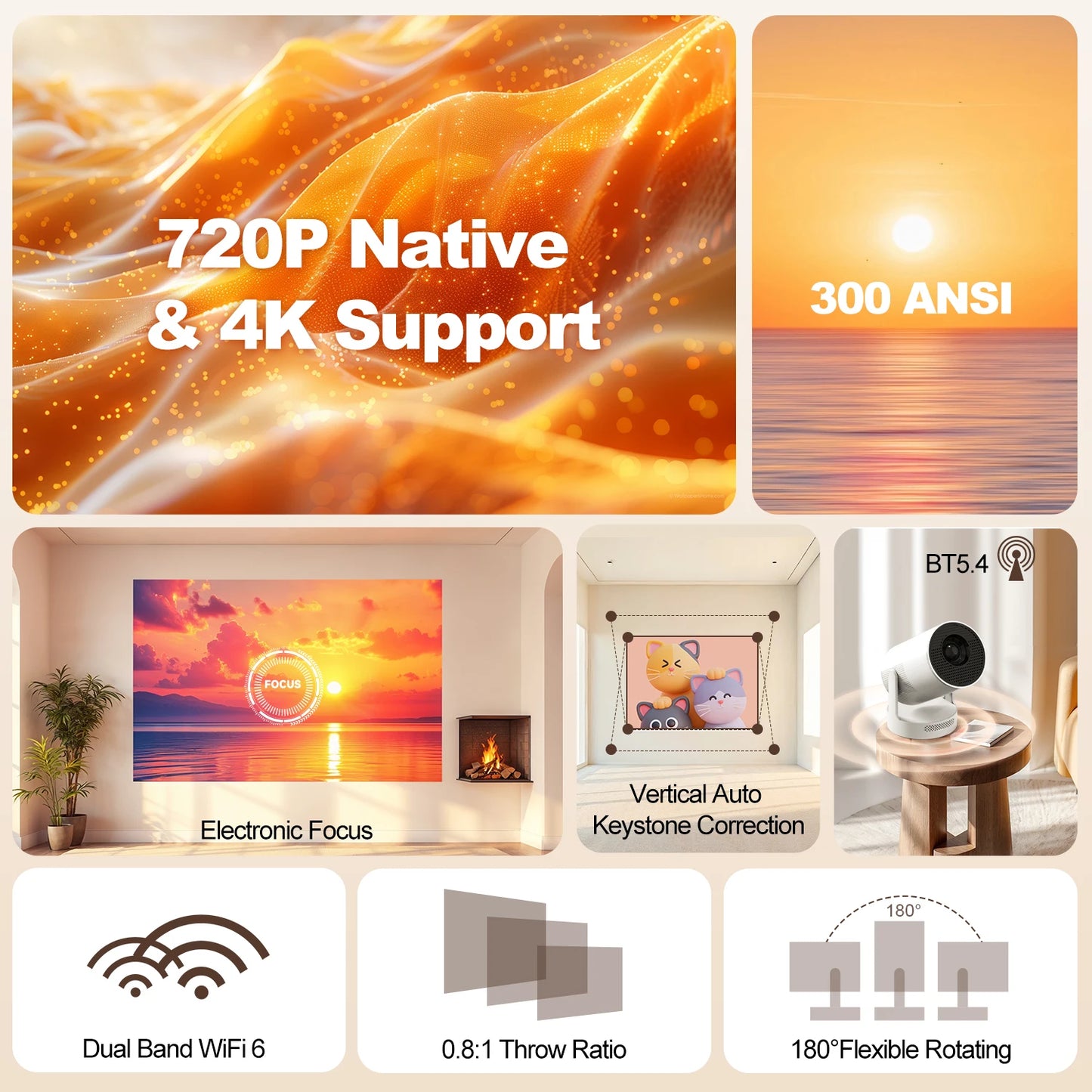 Magcubic HY300 Pro+ Ultra 4K 720P Portable Projector