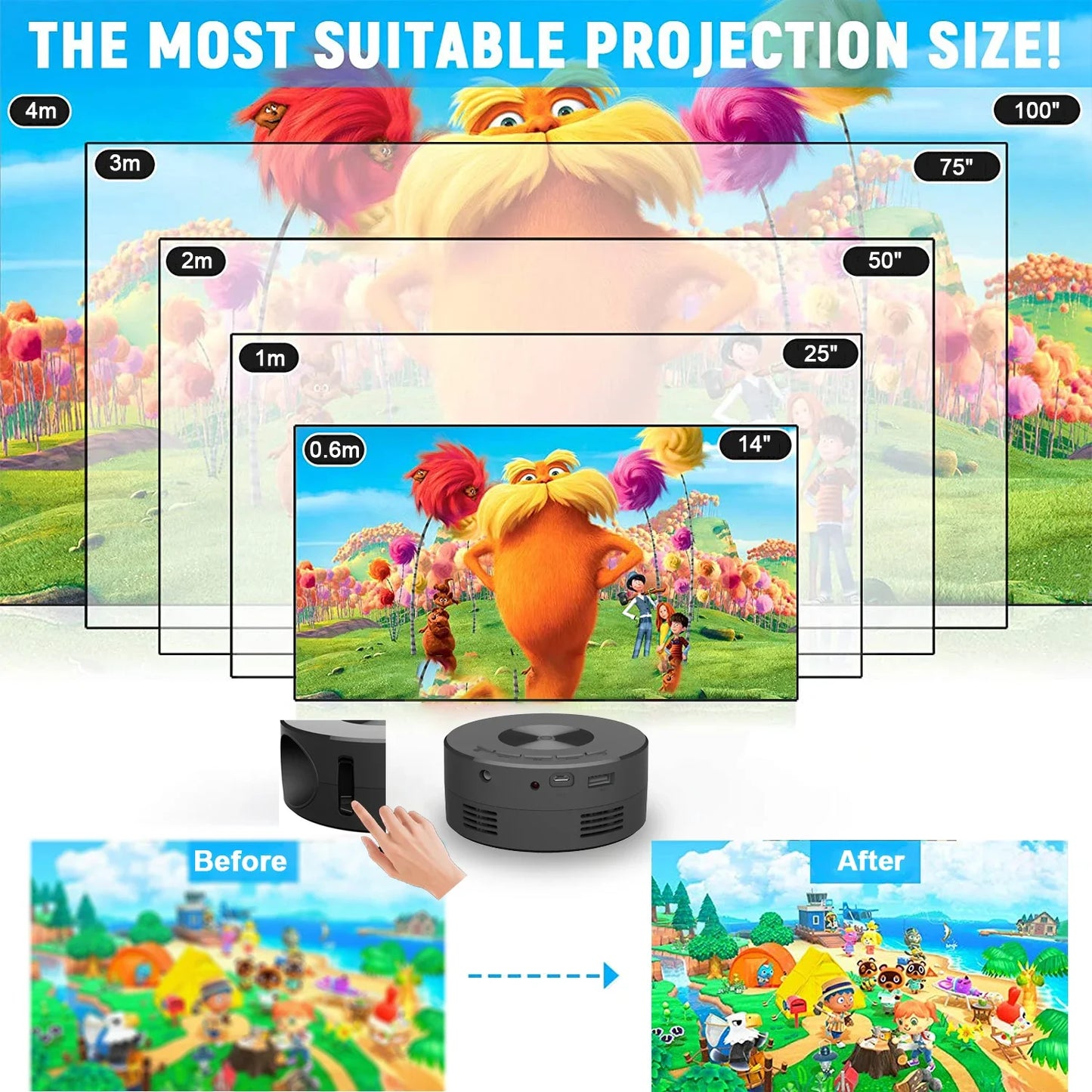 Portable Mini HD Wireless Projector for iOS & Android