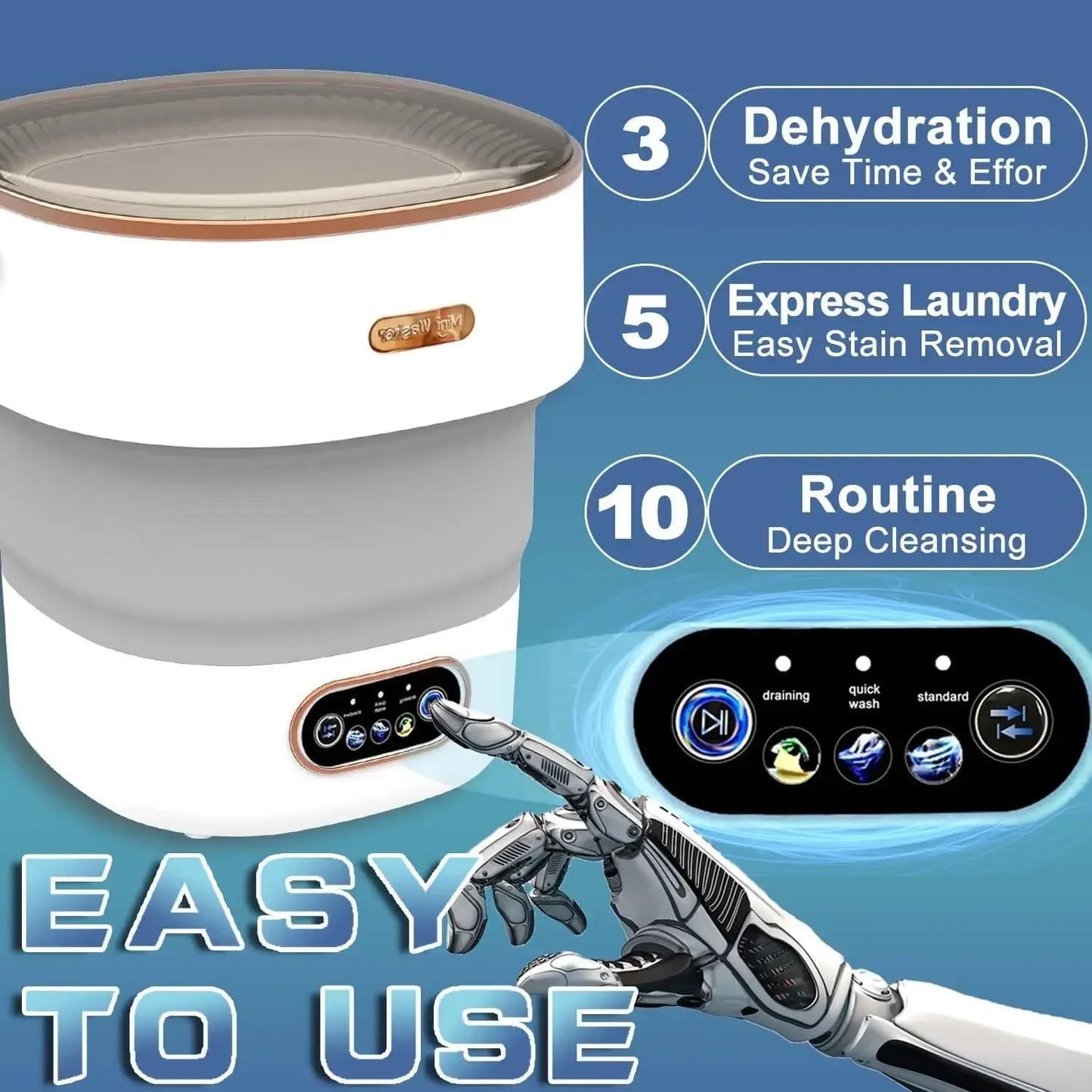 15L Portable Collapsible Washing & Spin Dryer Machine