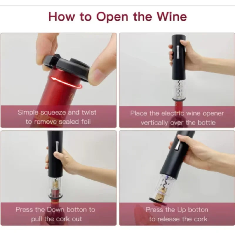Electric Automatic Wine Bottle Opener with Foil Cutter