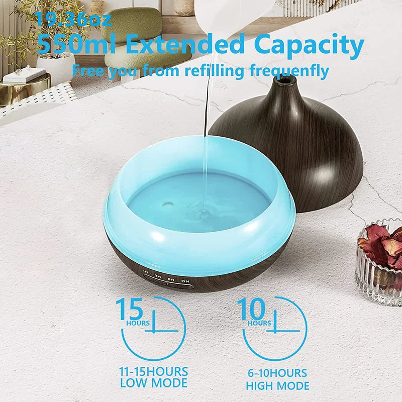 550ML Wood Grain USB Aroma Diffuser