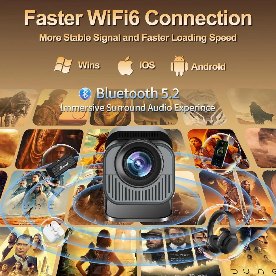 HY320 4K 720P Mini Portable Projector with WiFi