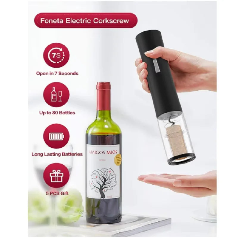Electric Automatic Wine Bottle Opener with Foil Cutter