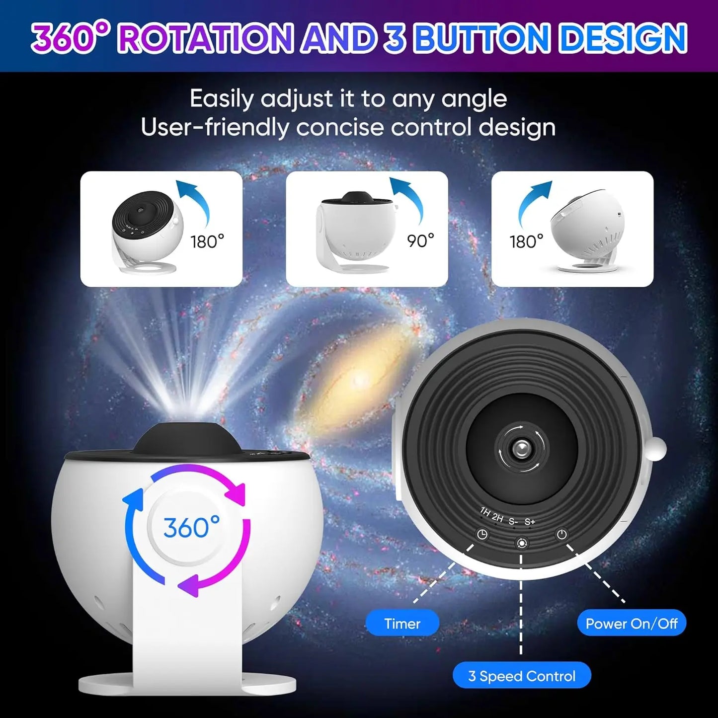 Galaxy Star Projector with 13 HD Film Discs & 360° Rotation