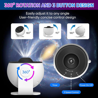 Galaxy Star Projector with 13 HD Film Discs & 360° Rotation