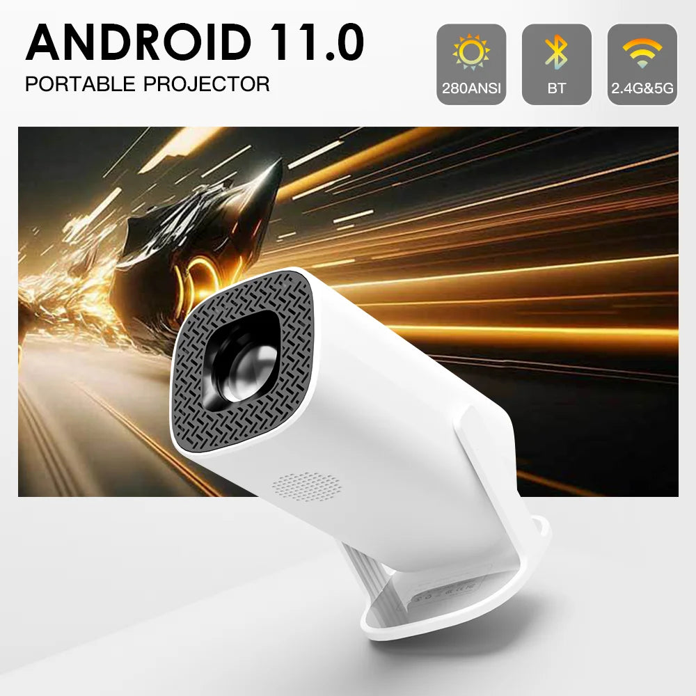 Android 11 WiFi 6 Bluetooth Mini Portable Projector