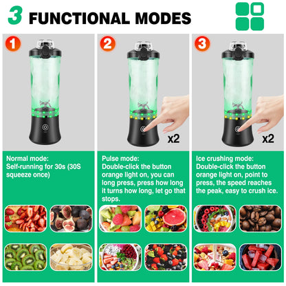 2 In 1 Portable Blender 600ML Electric Juicer Fruit Mixers