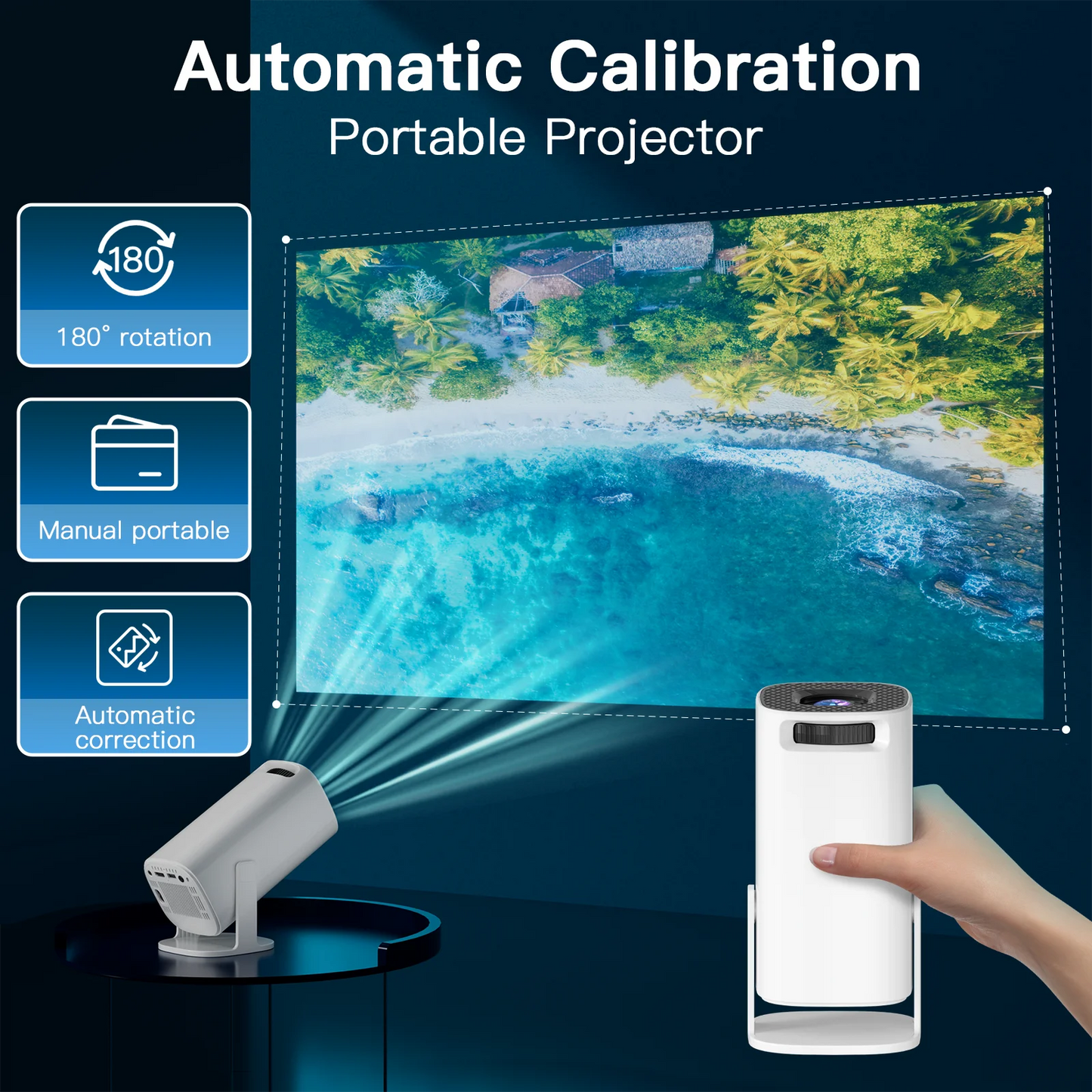 Android 11 WiFi 6 Bluetooth Mini Portable Projector