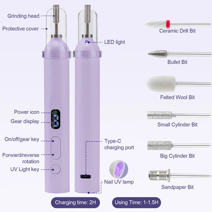 2-in-1 Wireless Nail Drill & UV Lamp