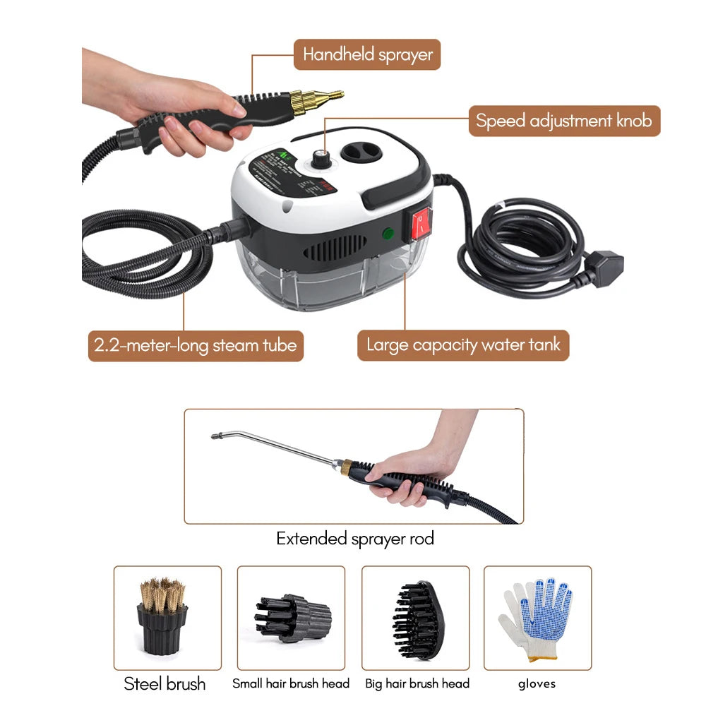 1500W Handheld Steam Cleaner with 6-Speed Control
